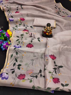 wonaari Printed Daily Wear Silk Blend Saree(Multicolor)