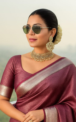 Ruchika Sarees Woven Handloom Handloom Art Silk Saree(Magenta)