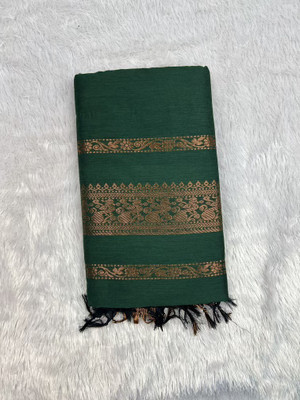 Beautiful Collection Printed Daily Wear Cotton Silk Saree(Green)