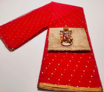V And V Shop Printed Bollywood Chiffon Saree(Red)