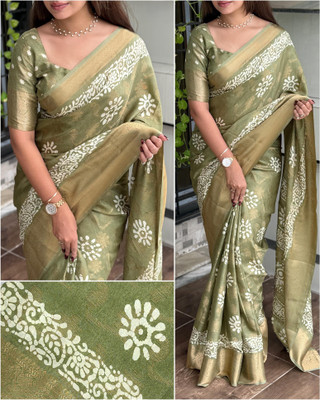 Divastri Printed Bollywood Silk Blend Saree(Light Green)