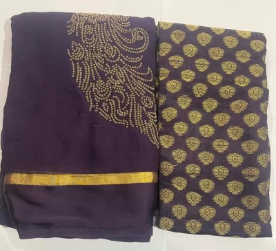 TIARAA Embroidered Bollywood Chiffon Saree(Purple)