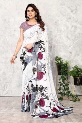 YASHIKA Printed Bollywood Georgette Saree(White)