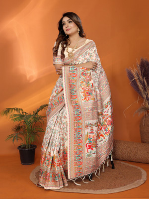 Elora Woven Banarasi Silk Blend Saree(Multicolor)