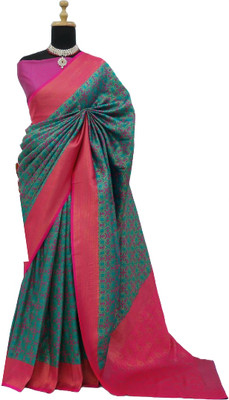 MOON VOGUE Self Design Banarasi Silk Blend Saree(Multicolor)