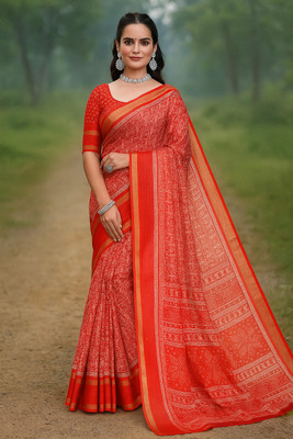 Samai Printed Daily Wear Georgette Saree(Red)