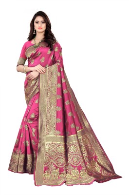 mahakay Woven Kanjivaram Silk Blend Saree(Pink)