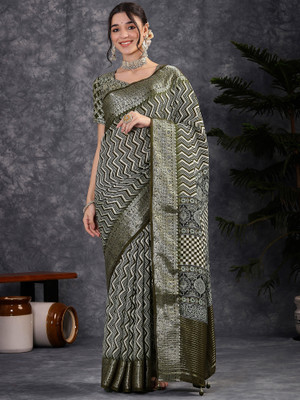 Sareemall Digital Print, Self Design Chinnalapattu Viscose Rayon Saree(Light Green)