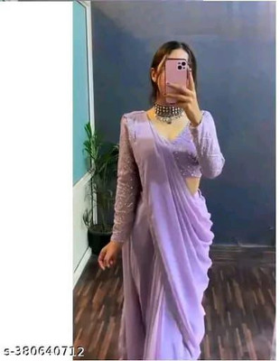 Ellesti fab Self Design Bollywood Georgette Saree(Purple)