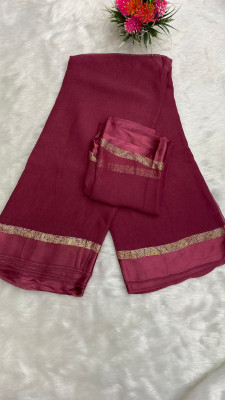 TOXEGO Solid/Plain Bollywood Viscose Rayon Saree(Pink)