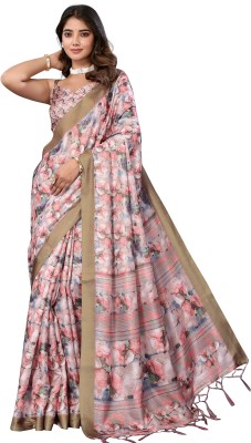 Priyashi Printed Mysore Art Silk Saree(Pink)