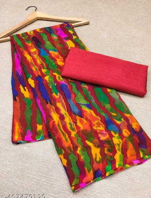 Pemal Designer Printed Bollywood Georgette Saree(Multicolor)