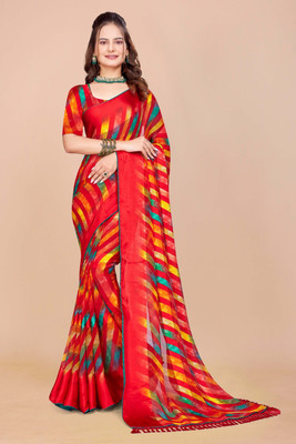 Nandita Printed Bollywood Satin Saree(Red)