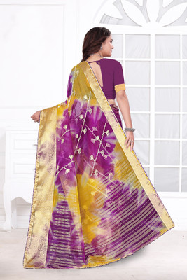 Aarunika SKT Embellished Bollywood Organza Saree(Magenta)