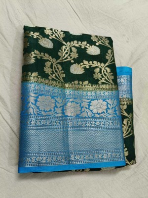 Muskan Fashion House Woven Banarasi Silk Blend Saree(Dark Green)