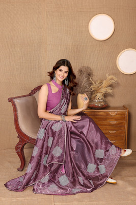 FABMORA Embroidered Bollywood Organza Saree(Multicolor)