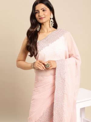 HouseOfCommon Embellished Bollywood Georgette Saree(Pink)