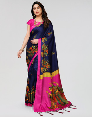 ANIRAV Self Design Daily Wear Art Silk Saree(Blue)