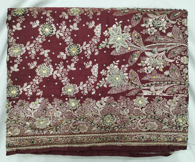 AZHAR SAREE PARADISE Embroidered Banarasi Pure Silk Saree(Maroon)