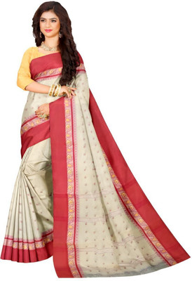 HouseOfCommon Self Design Tant Pure Cotton Saree(Multicolor)