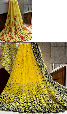 HouseOfCommon Printed Daily Wear Georgette Saree(Pack of 2, Multicolor)