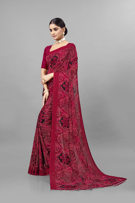 Kanooda Prints Printed Daily Wear Georgette Saree(Multicolor)