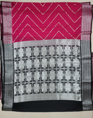 TRFASHIONHUB Temple Border Kanjivaram Handloom Georgette Saree(Pink)