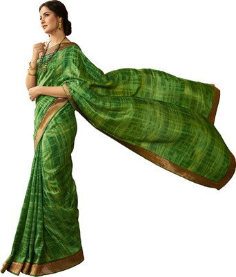ROOP SUNDARI SAREES Printed Bollywood Pure Silk, Art Silk Saree(Green)