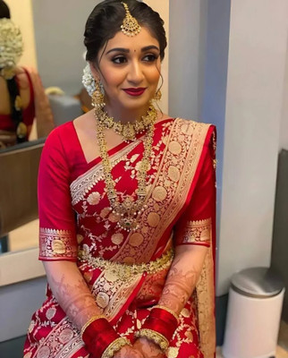 GARIYA Woven Kanjivaram Jacquard Saree(Red)