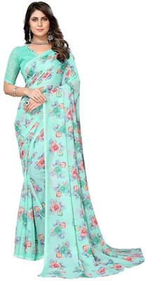 Vaibhavv Floral Print Bollywood Georgette Saree(Multicolor)