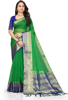 Aarunika fashion Solid/Plain Bollywood Organza Saree(Dark Green)