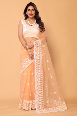 PATLANI STYLE Embroidered Bollywood Net Saree(Pink)
