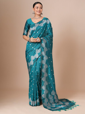 Sareemall Woven Paithani Silk Blend Saree(Blue)