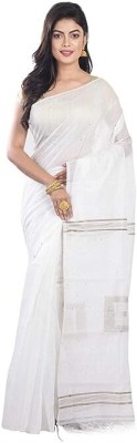 WSARI Self Design Bollywood Cotton Blend Saree(White)