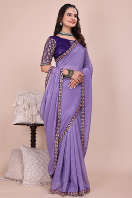 NEELMADHAV FASHION Embroidered Bollywood Chiffon Saree(Purple)