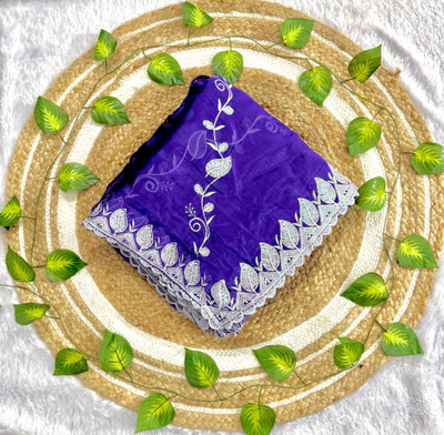 RUPAL CREATION Embroidered Bhagalpuri Silk Blend Saree(Purple)