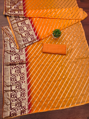supalee tex Printed Bandhani Georgette Saree(Orange)