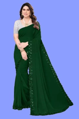 meaven tex Embellished Bollywood Georgette Saree(Green)