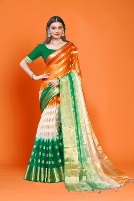 Aarunika MNT Printed Bollywood Organza Saree(Green)