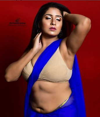 V And V Shop Solid/Plain Daily Wear Chiffon Saree(Dark Blue)