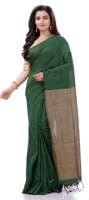 TANTLOOM Woven Handloom Pure Cotton Saree(Green)