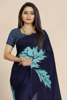 SVB Sarees Printed Bandhani Georgette Saree(Blue)