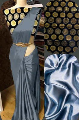 Arpita Fashion Solid/Plain, Self Design Bollywood Satin Saree(Grey)