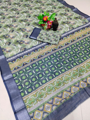 HangerStories Woven Kanjivaram Pure Cotton, Linen Saree(Multicolor)