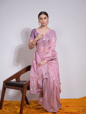 Moda Rapido Embellished Bollywood Georgette Saree(Pink)