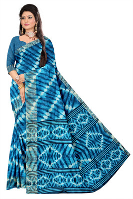 Bandhanivilla Printed Bollywood Cotton Blend, Silk Blend Saree(Blue)