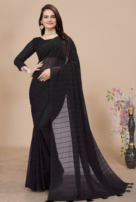 MadhuSaree Self Design Daily Wear Georgette Saree(Black)
