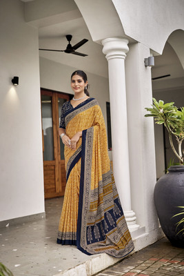 moxinfashion Printed Bhagalpuri Pure Cotton Saree(Multicolor)