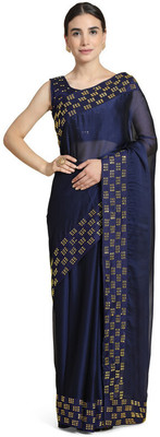 pUNYATHA CREATION Embellished Bollywood Crepe Saree(Dark Blue)