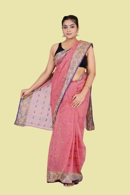 maa textile Self Design Tant Pure Cotton Saree(Multicolor)